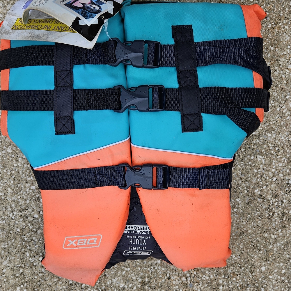 Vibrant Orange and Teal Kids Life Jacket Costume